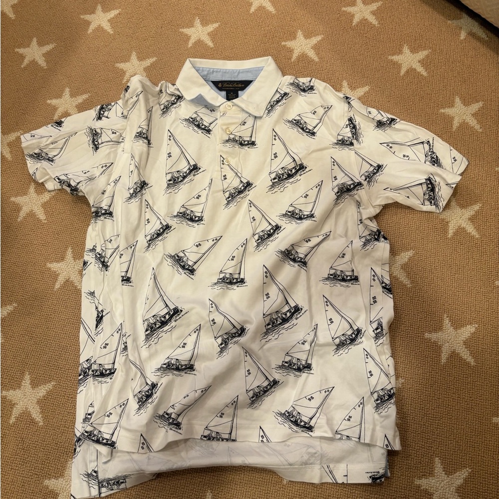 BROOKS BROTHERS SAILING PRINT POLO SHIRT SZ M